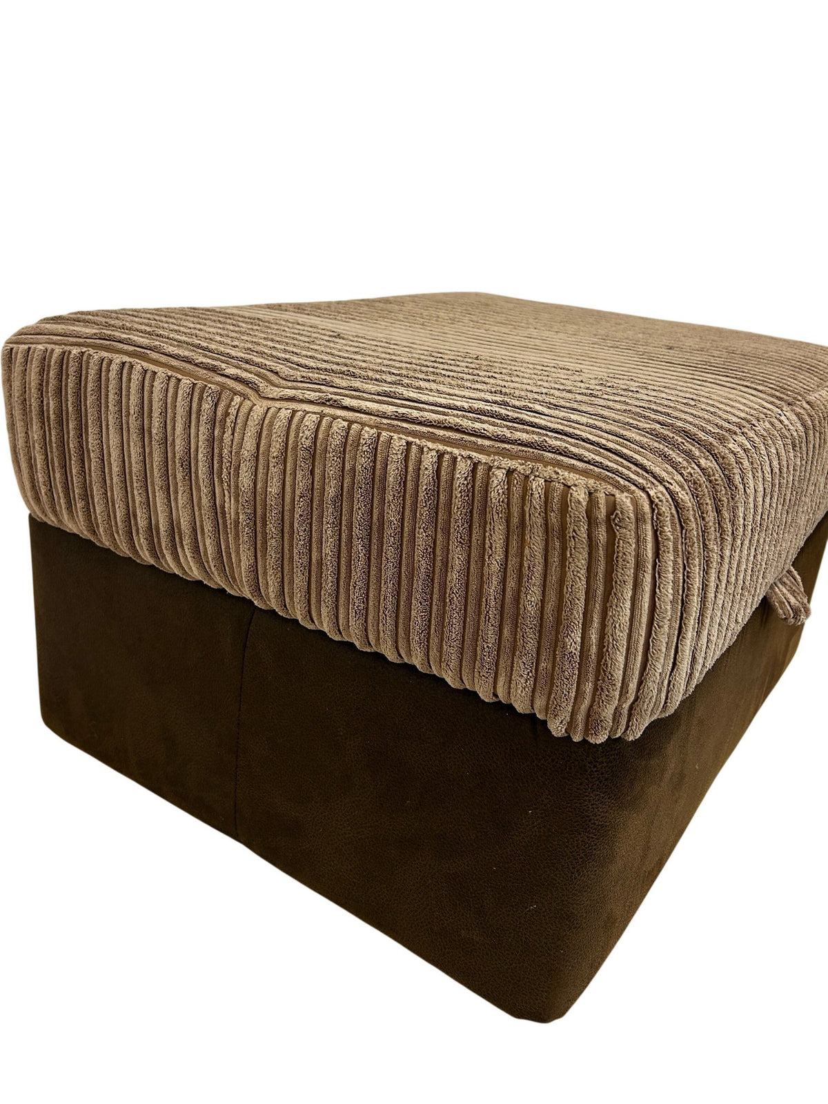 Large Brown Corduroy Storage Ottoman Footstool with Lift-Up Lid (Pre-Loved)
