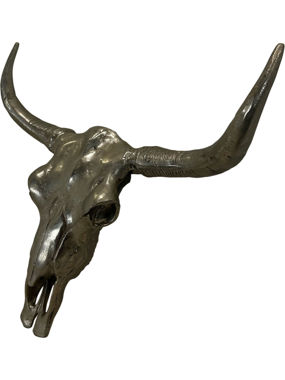 Metal Bull Skull Longhorn Wall Sculpture Western Style 70cm (Pre-Loved)