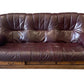 Vintage Purple Leather Sofa Solid Wood Base (Pre-Loved)