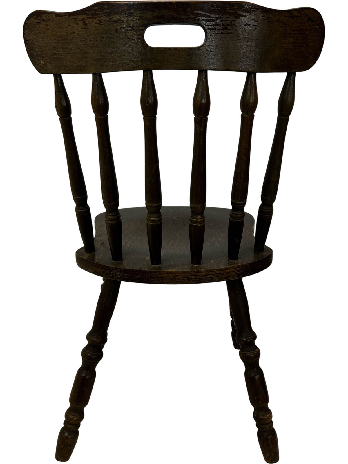 Vintage Wooden Dining Chair Turned Spindle Back Dark Wood Finish (Pre-Loved)