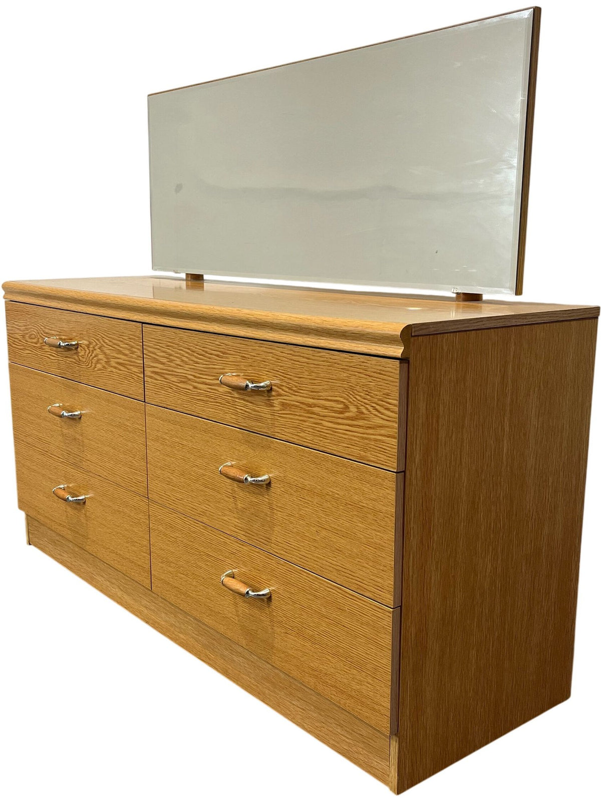 Retro Mid Century Style Wood Dresser With Mirror (Pre-Loved)