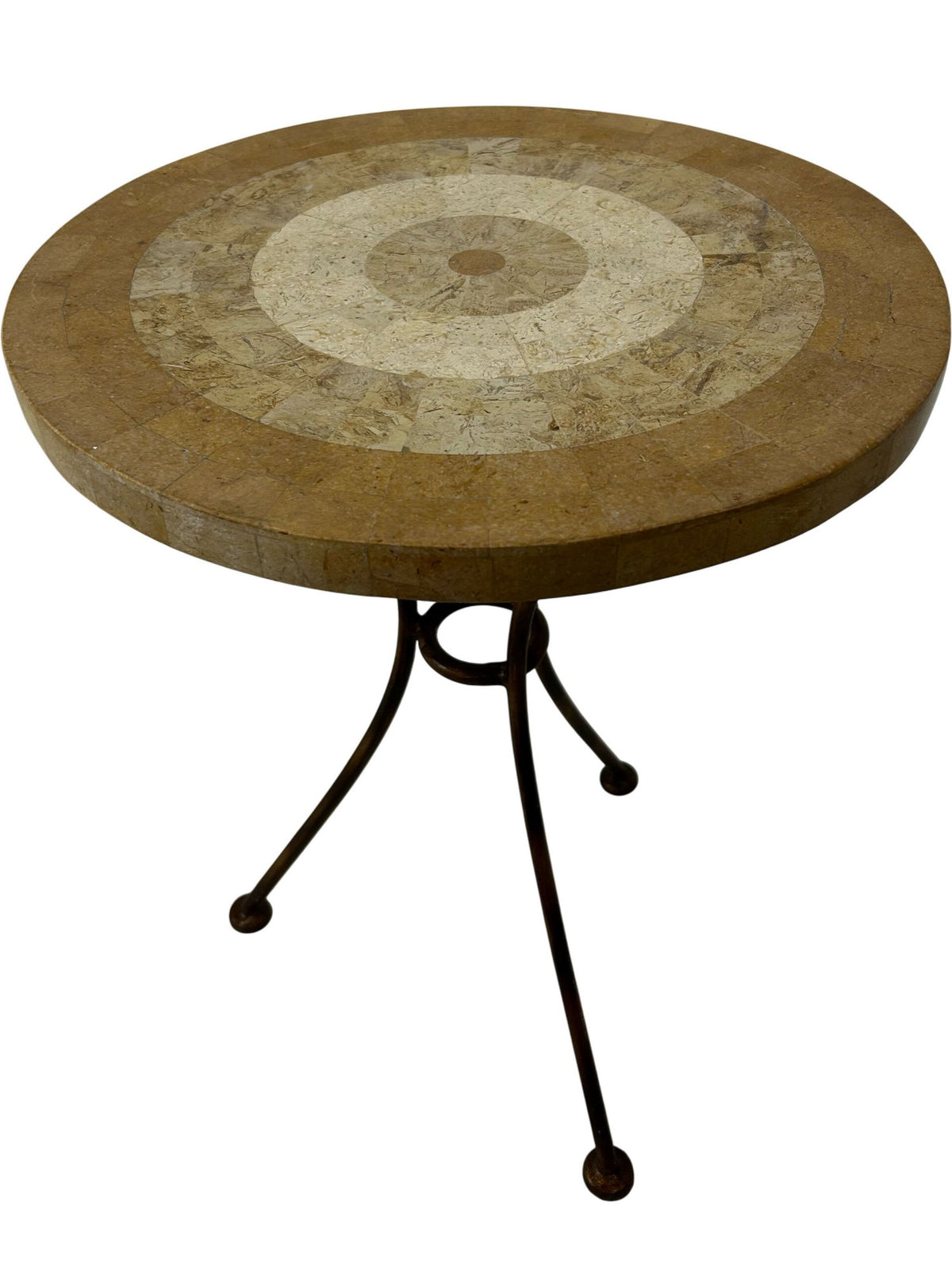 Round Mosaic Stone Top Side Table with Metal Tripod Legs (Pre-Loved)