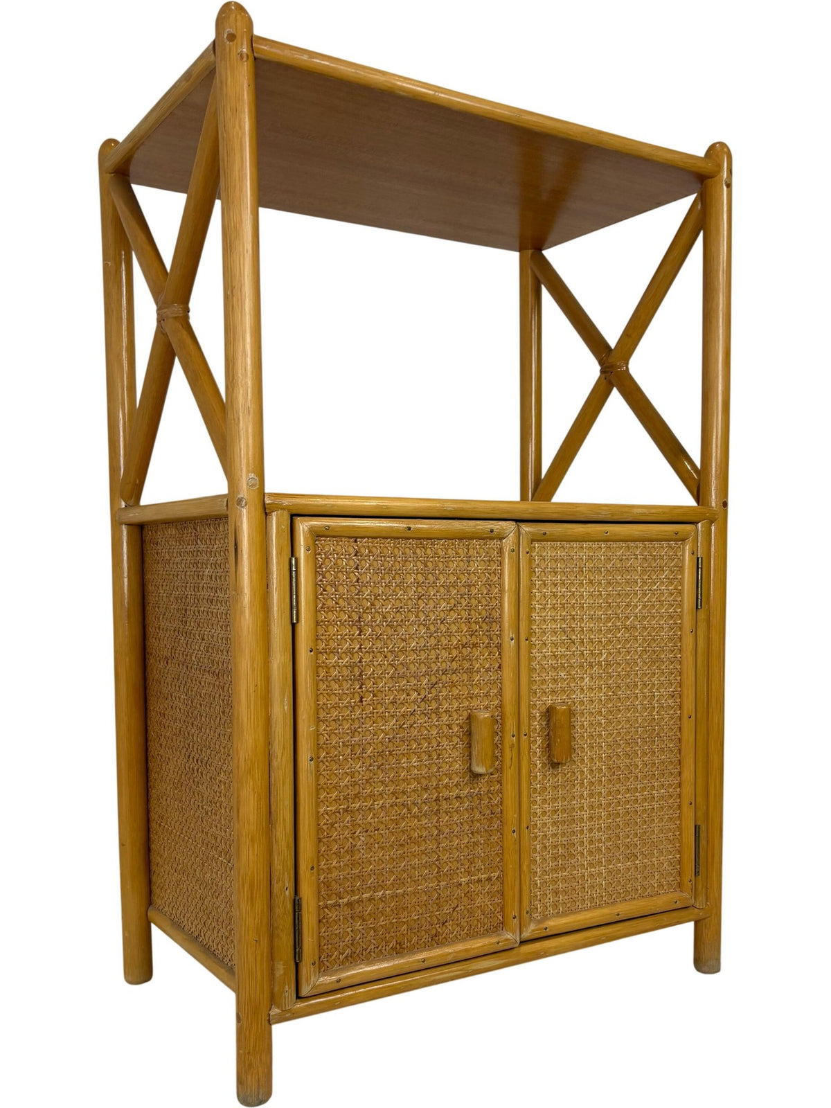 Angraves Bamboo Rattan Storage Cabinet with Open Shelf Unit (Pre-Loved)