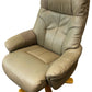 Beige High Back Swivel Recliner Armchair with Wooden Base (Pre-Loved)