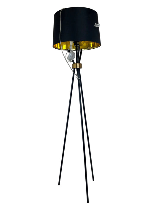 Black And Gold Three-Legged Floor Lamp (Pre-Loved)