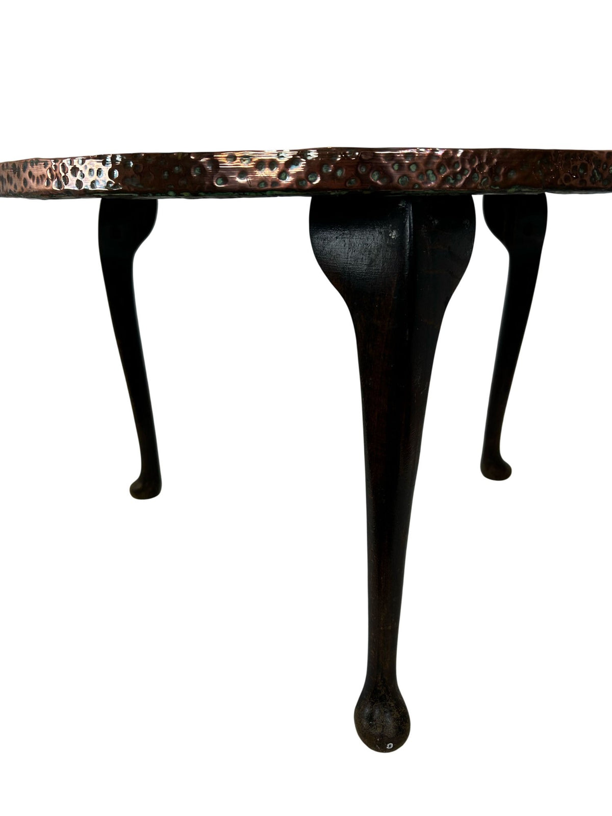 Vintage Round Etched Copper Coffee Table 3 Leg Metal Boho Rustic (Pre-Loved)