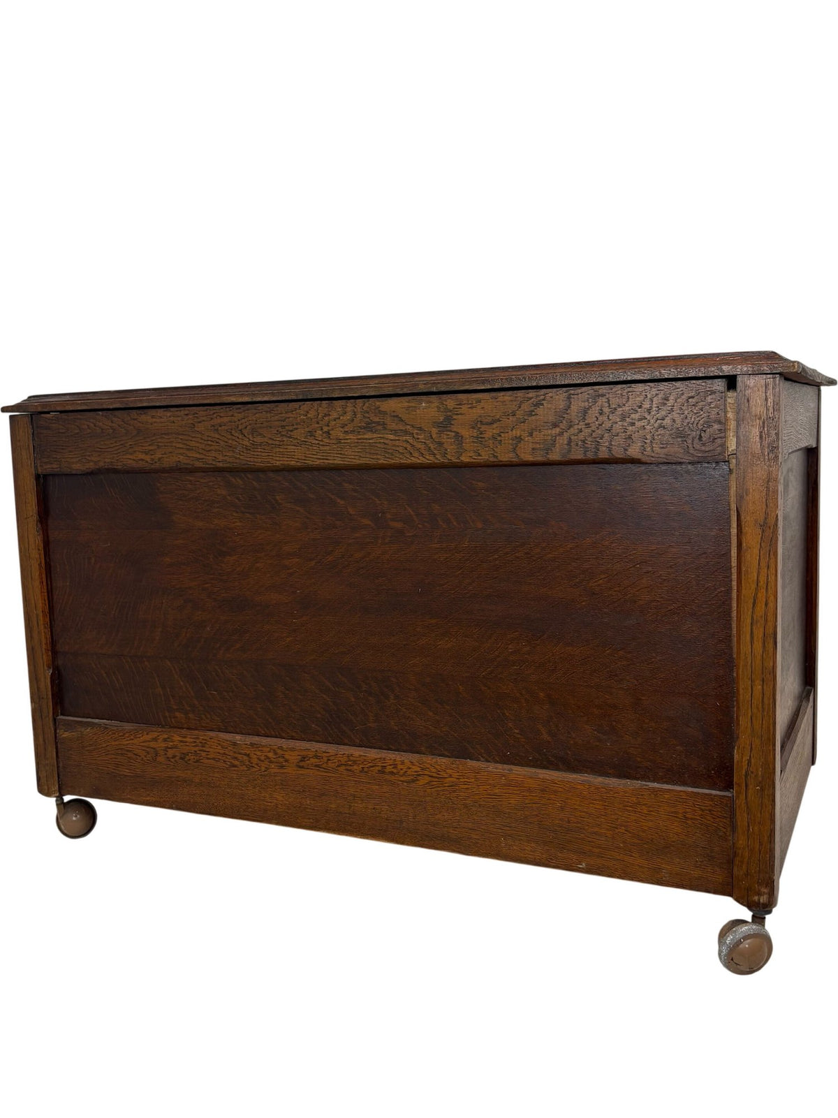 Antique Wooden Storage Chest on Casters with Hinged Lid (Pre-Loved)