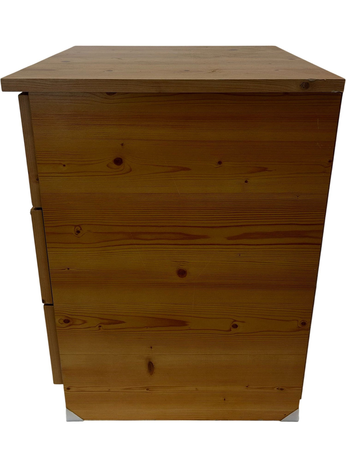 Pine 3 Drawer Bedside Table Cabinet Natural Wood Bedroom Storage (Pre-Loved)