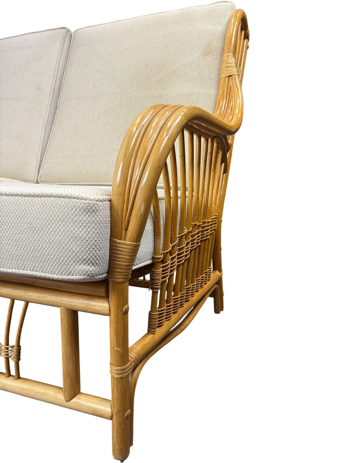 Vintage Bamboo Rattan Conservatory Sofa Two Seater Cane Frame (Pre-Loved)