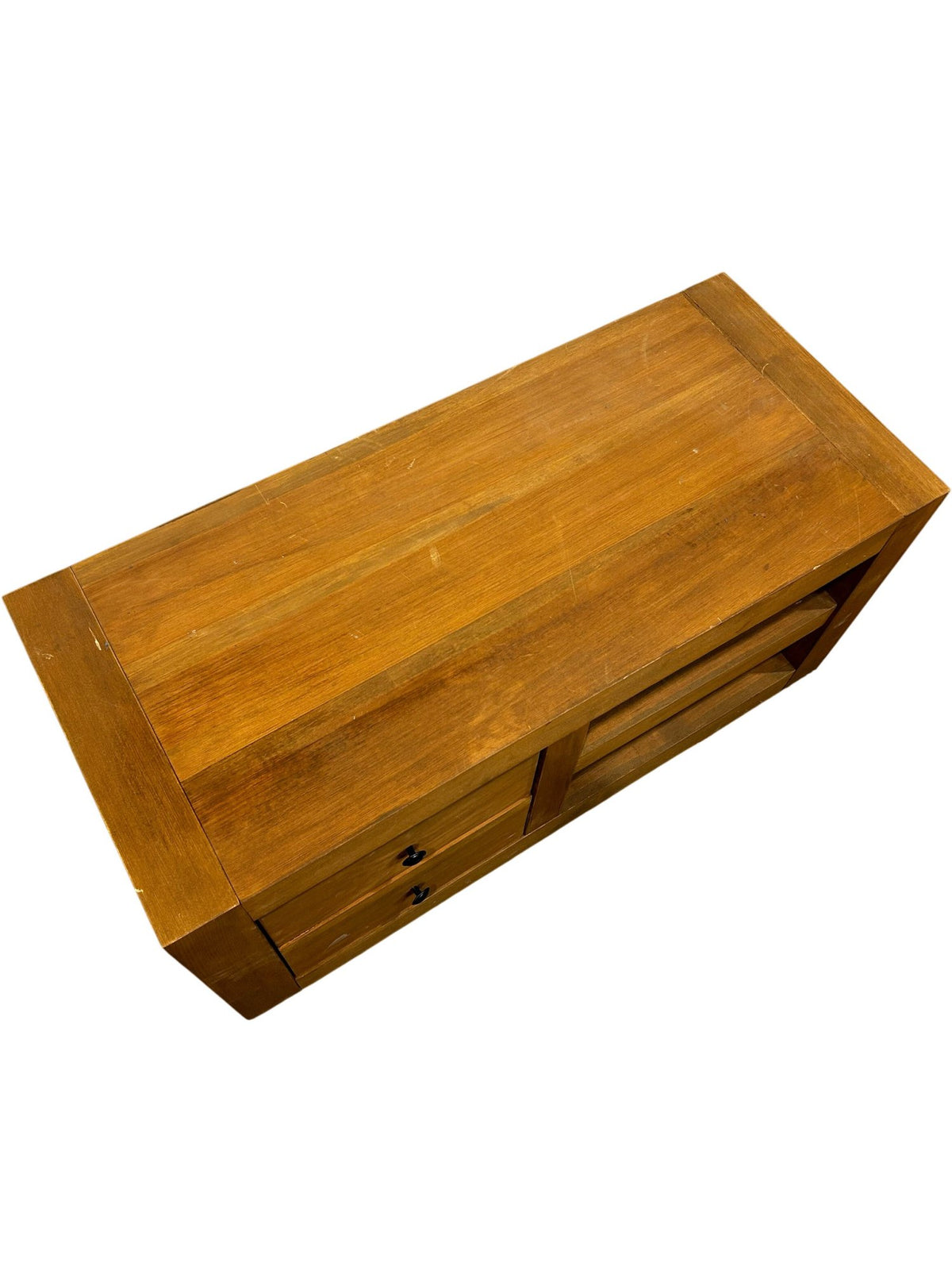 Wooden TV Stand Media Unit with 2 Drawers & Open Shelves (Pre-Loved)