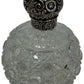 Ornate Cut Glass Perfume Bottle with Decorative Silver-Tone Cap (Pre-Loved)