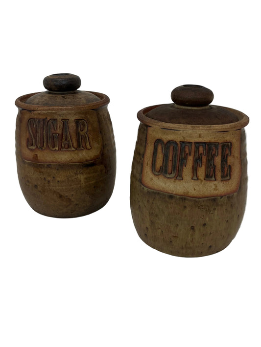 Vintage Stoneware Coffee And Sugar Jars (Pre-Loved)