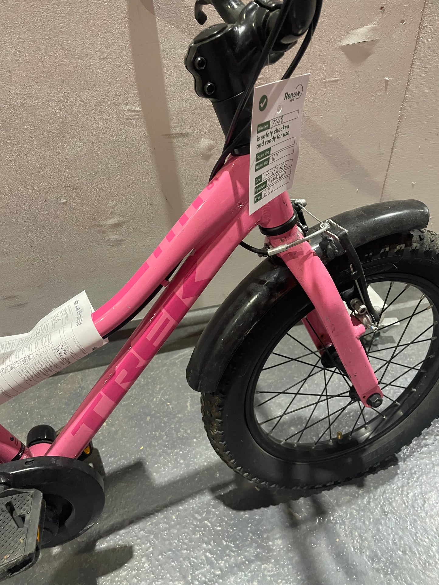 Serviced Trek Pink Children's Bike, 16" (Pre-Loved)