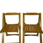 Set of 2 Wooden Folding Chairs Slatted Seat Brown Compact (Pre-Loved)