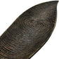 Long Wooden Decorative Bowl Tray Spiral Carved Leaf Shape Black (Pre-Loved)