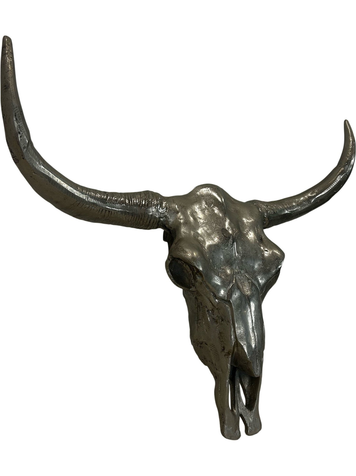 Metal Bull Skull Longhorn Wall Sculpture Western Style 70cm (Pre-Loved)