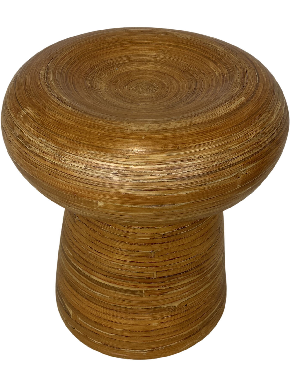 Vintage Style Unique Bamboo Stool Table Round Design Natural Finish (Pre-Loved)