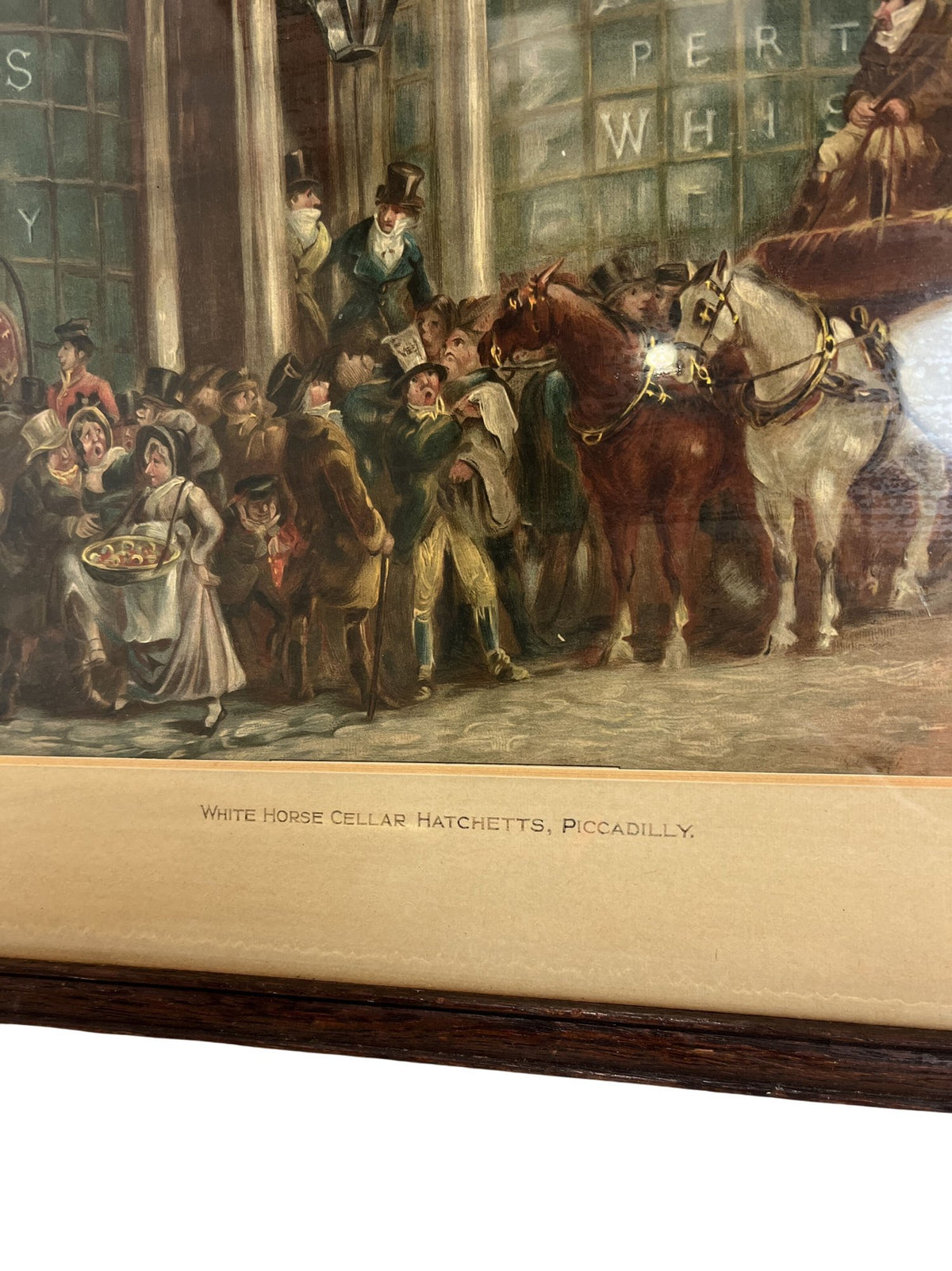 Vintage White Horse Cellar Hatchetts Framed Art Piccadilly Scene (Pre-Loved)