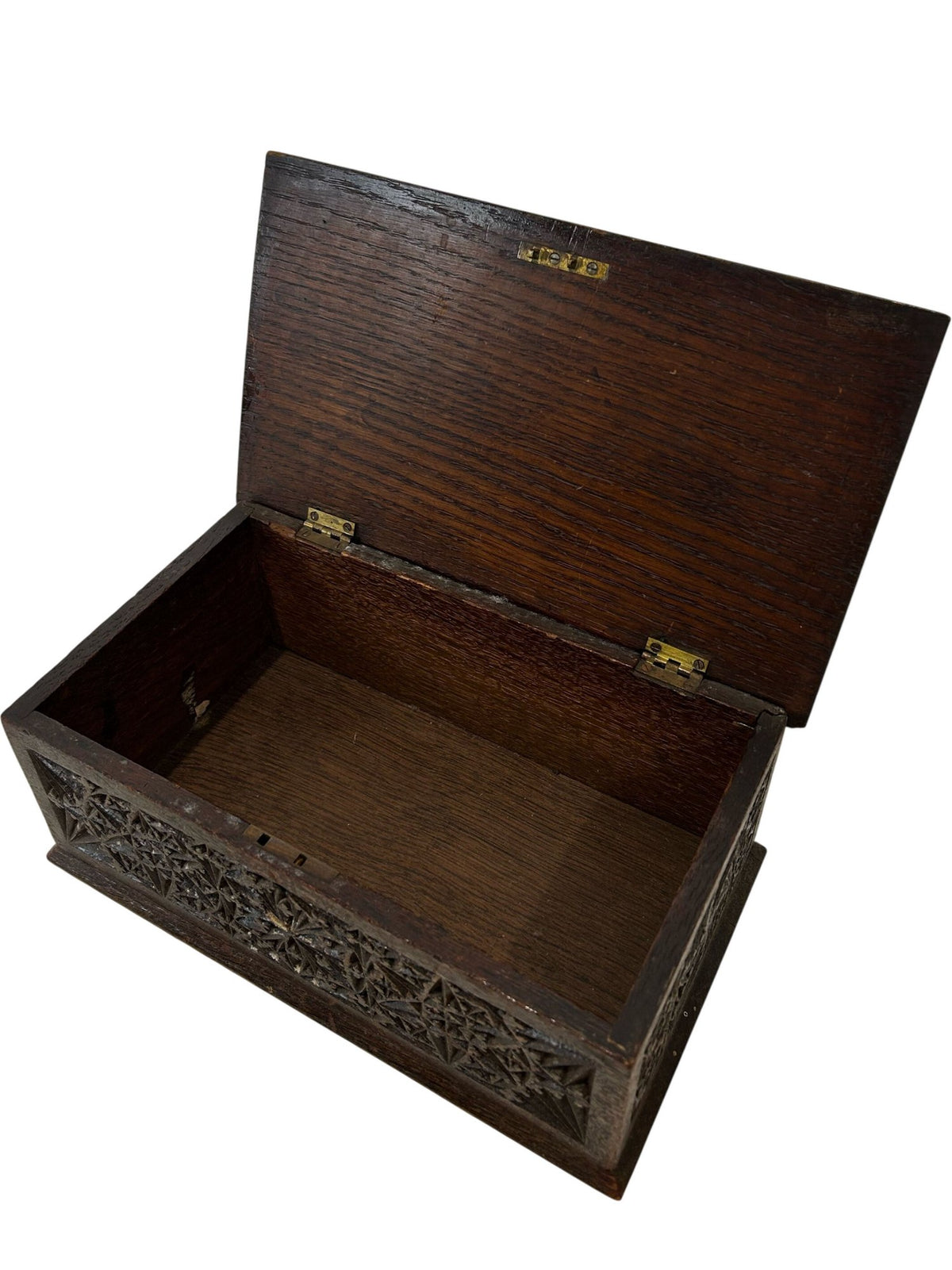 Vintage Style Carved Wooden Trinket Storage Box Intricate Design (Pre-Loved)