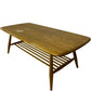Mid Century Style Light Wood Coffee Table Slatted Shelf 104cm (Pre-Loved)