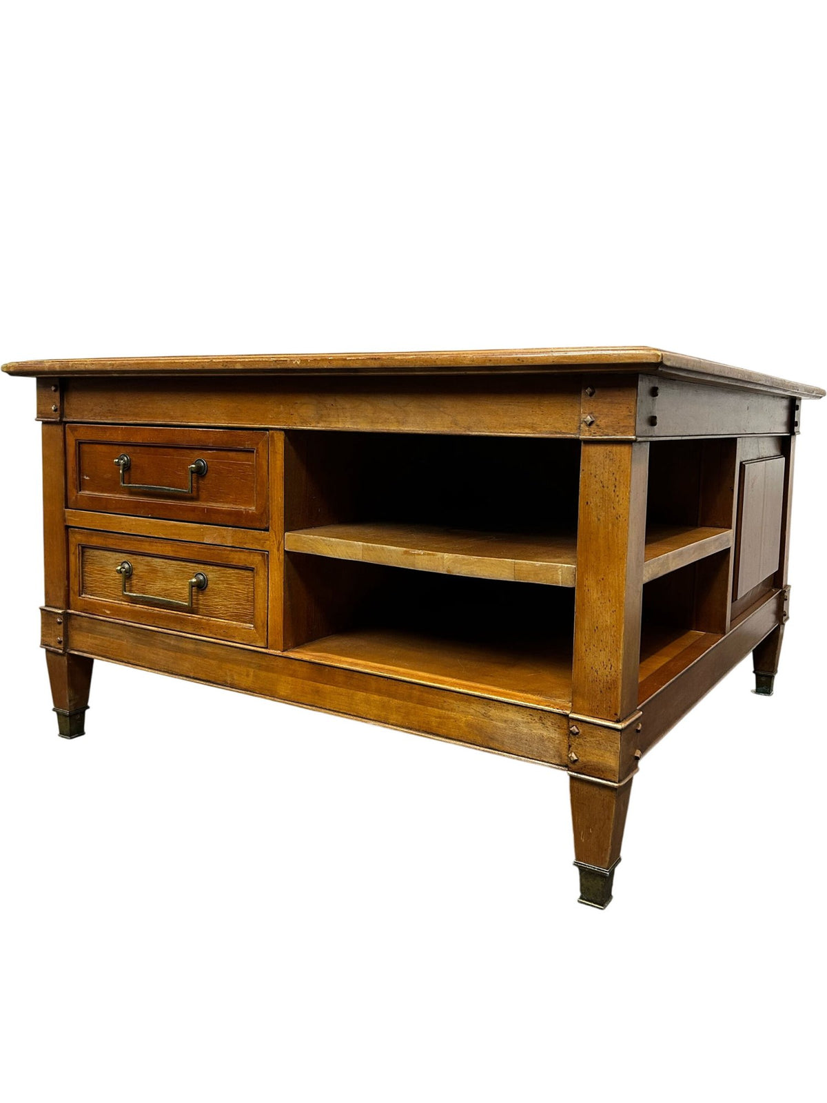 Wooden Square Coffee Table with Drawers & Open Storage (Pre-Loved)