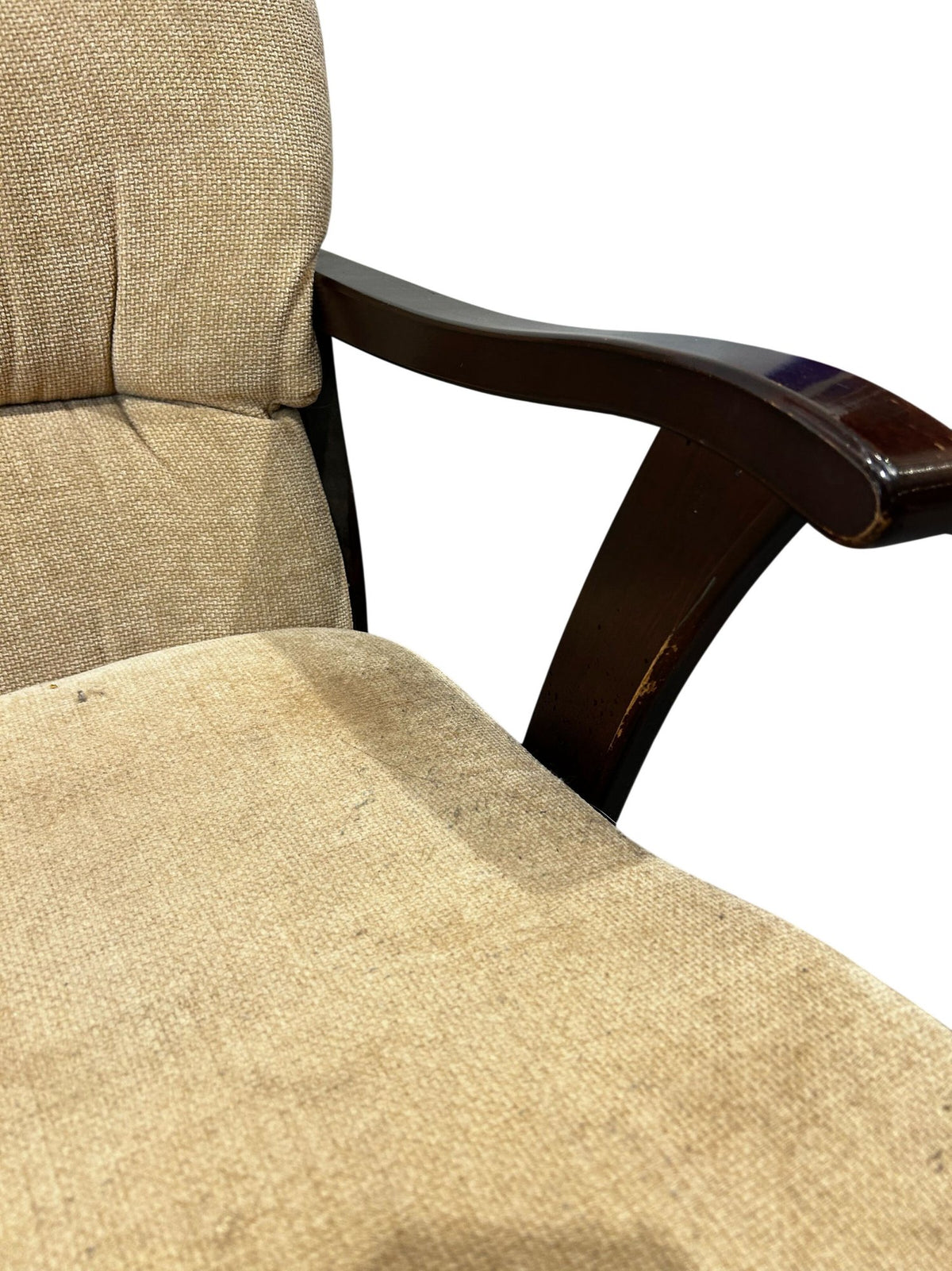 Beige Glider Rocking Chair with Matching Footstool Wooden Frame (Pre-Loved)
