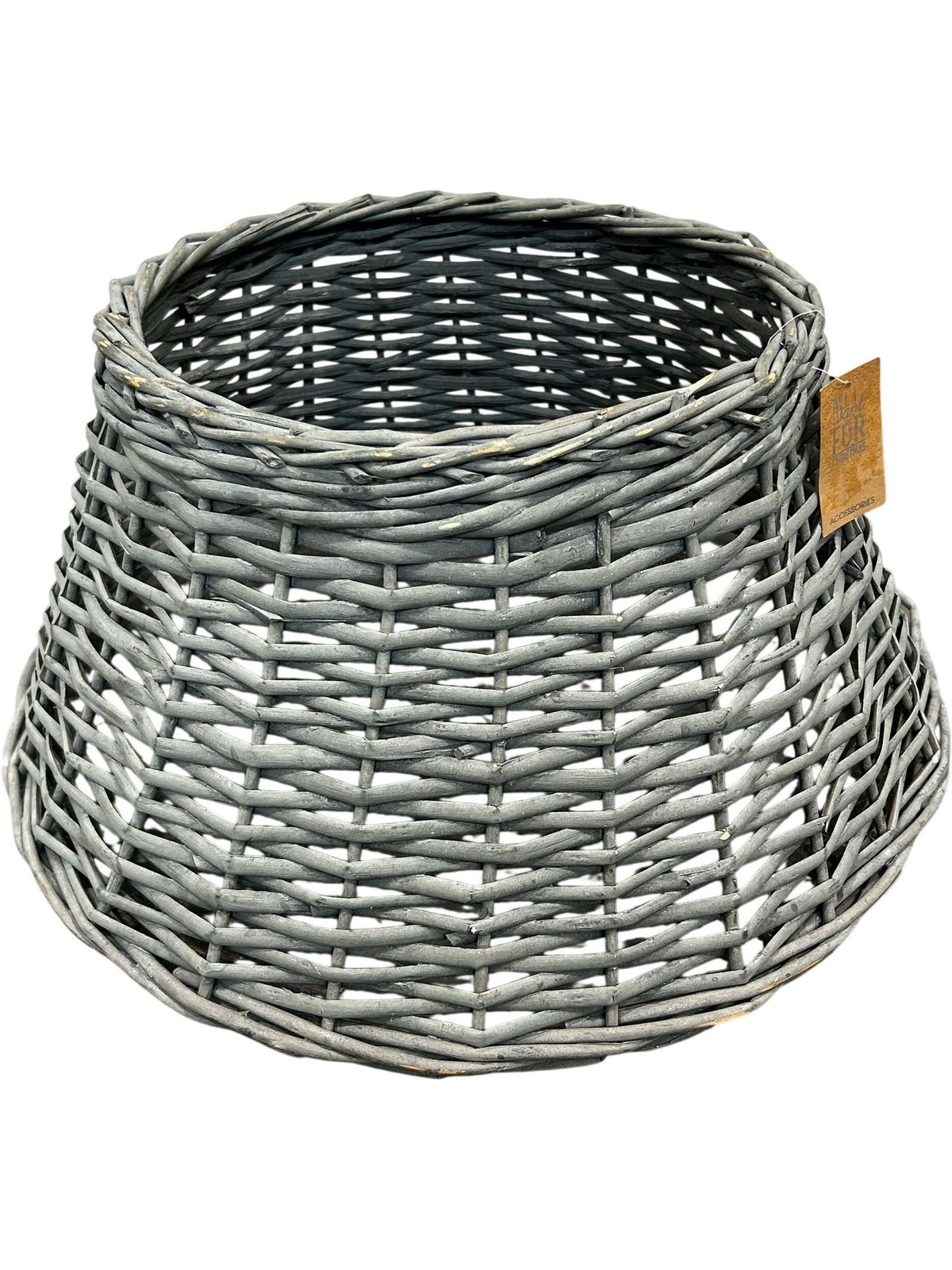 Grey Wicker Christmas Tree Skirt Collar Basket Base Cover 50cm (Pre-Loved)