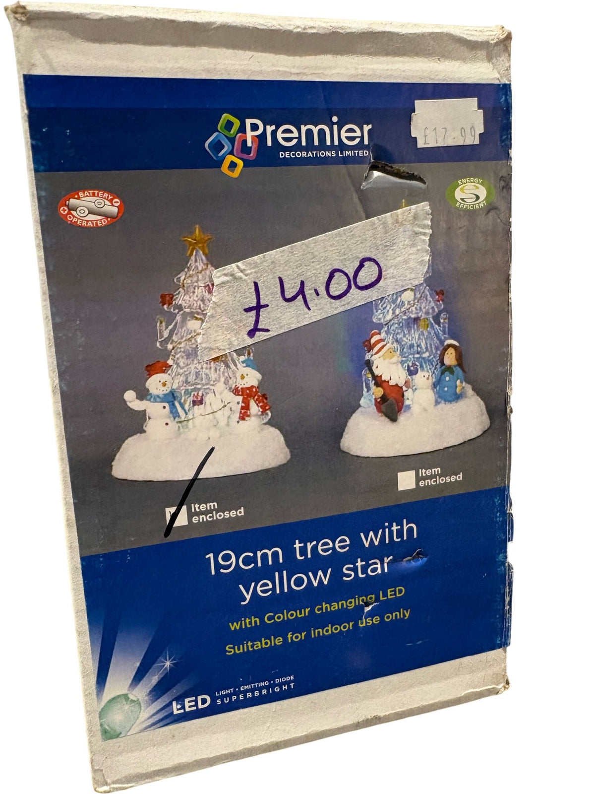 Premier Christmas 19cm LED Tree with Yellow Star (Unused)