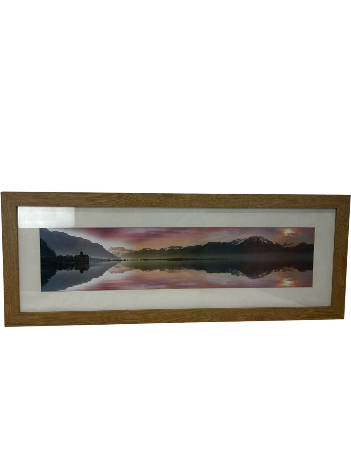 Panoramic Mountain Lake Sunset Framed Landscape Wall Art 99cm (Pre-Loved)