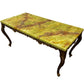 Vintage Green Onyx Marble Coffee Table with Ornate Brass-Tone Base (Pre-Loved)
