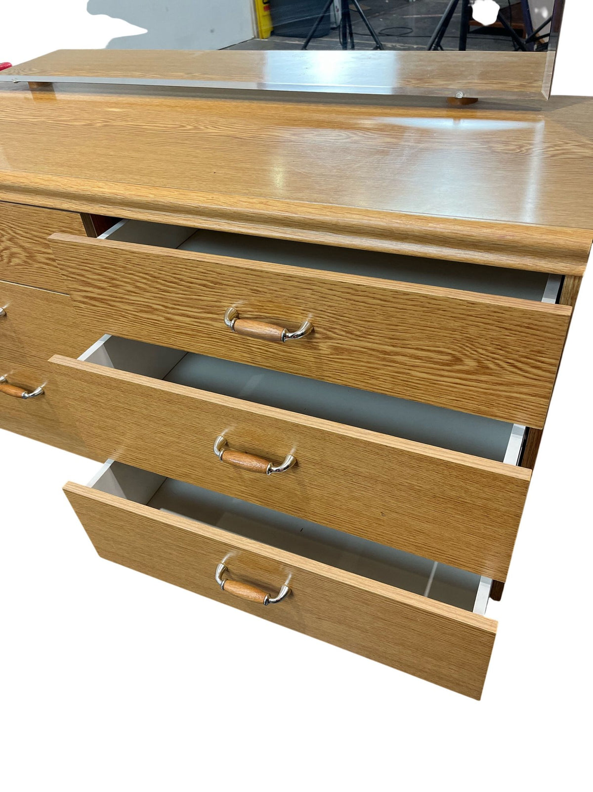 Retro Mid Century Style Wood Dresser With Mirror (Pre-Loved)