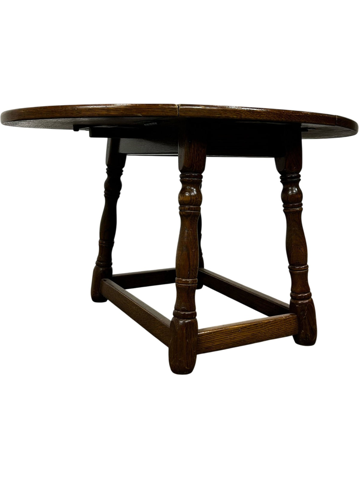 Oval Wooden Drop-Leaf Side Table with Turned Legs Traditional Style (Pre-Loved)