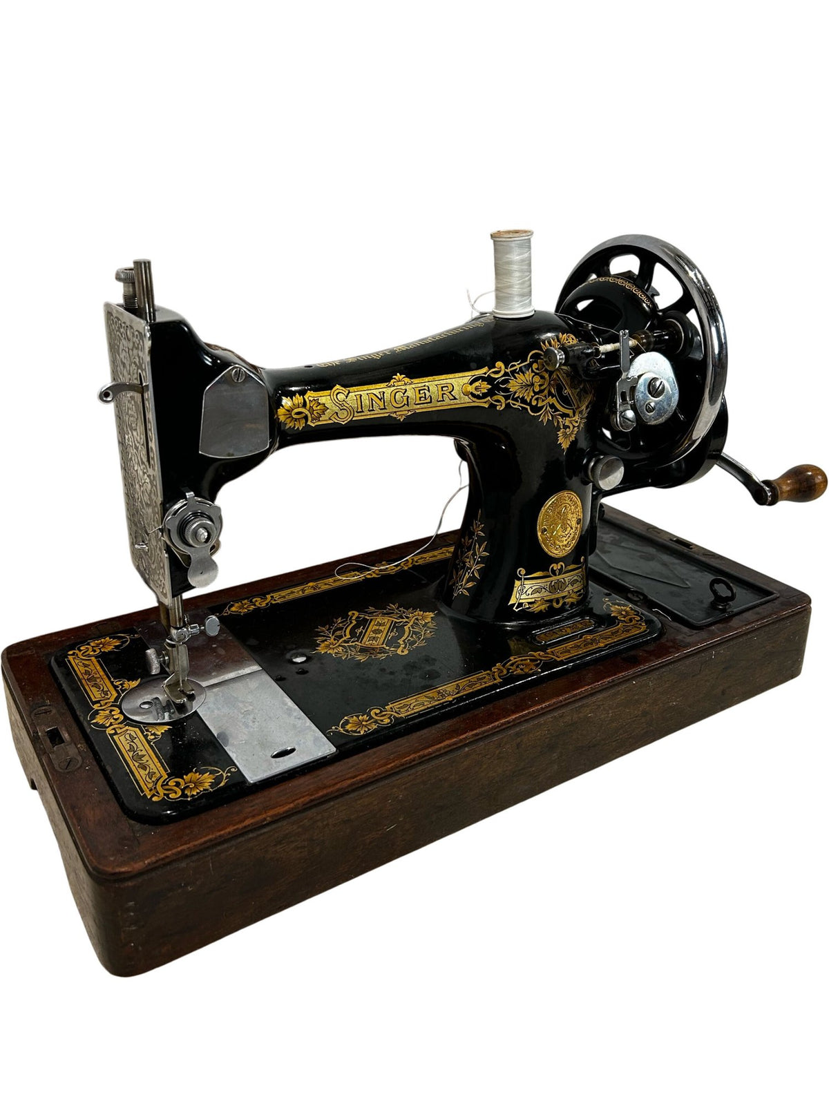 Vintage Singer Hand Crank Sewing Machine with Wooden Case (Pre-Loved)