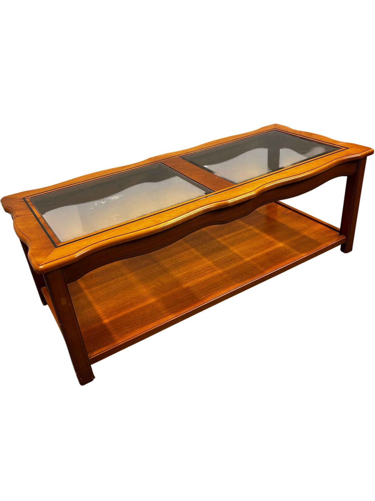 Traditional Glass Top Coffee Table with Lower Shelf (Pre-Loved)