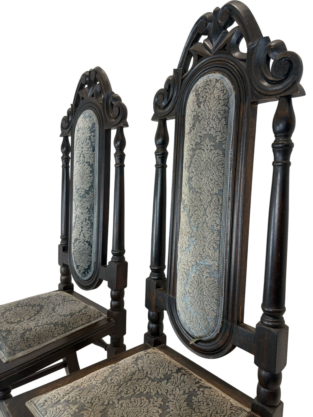 Antique Ornate Wooden Chairs Set with Upholstered Backrest (Pre-Loved)
