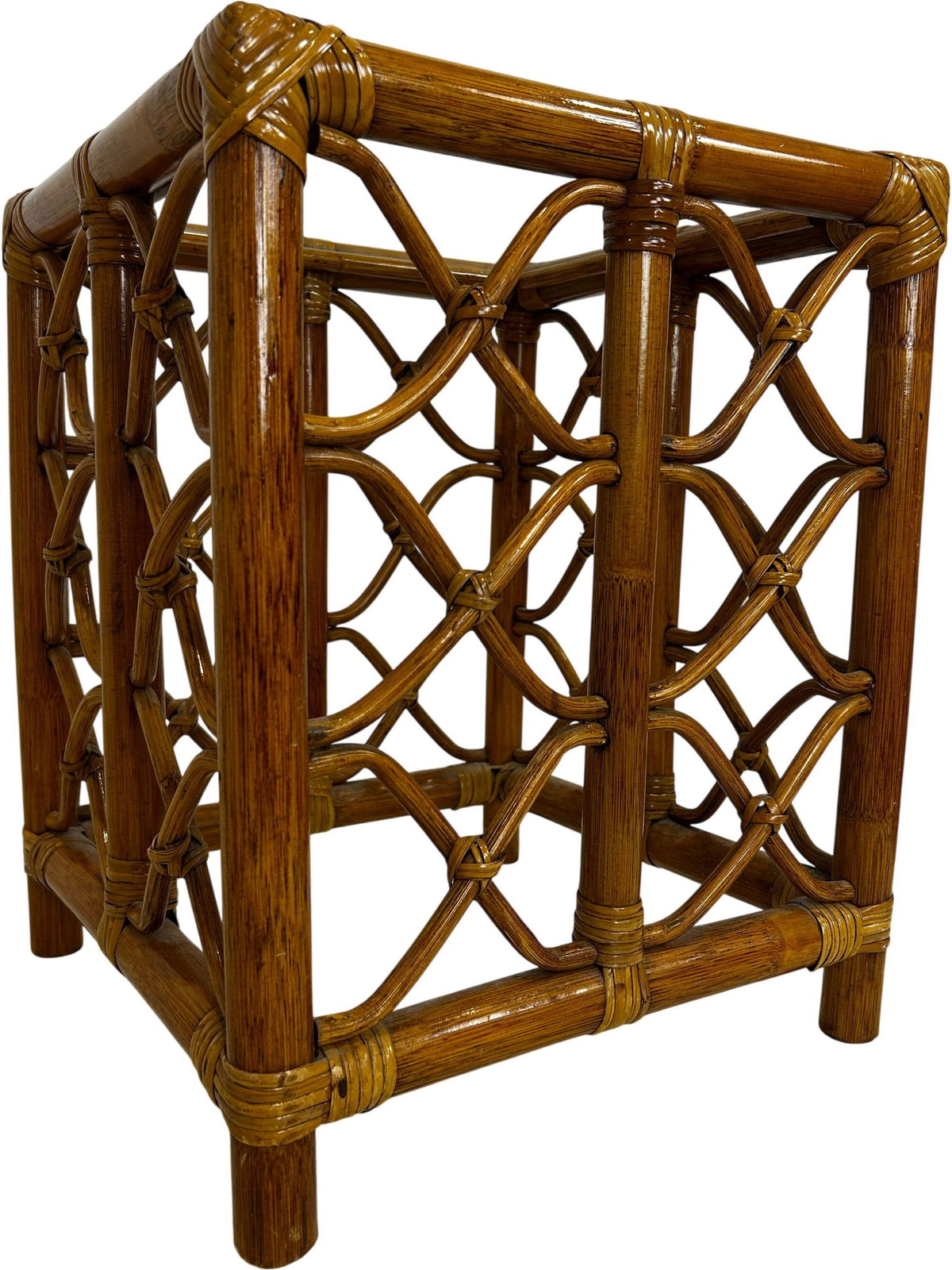 Rattan Glass Accent Table 36cm (Pre-Loved)