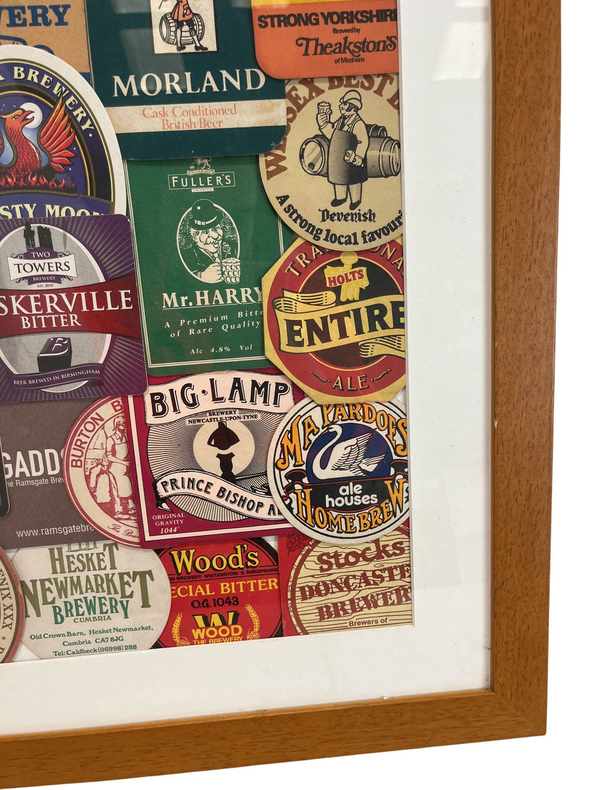 Vintage Style Framed Beer Label Mats Brewery Collectable Art Collage (Pre-Loved)