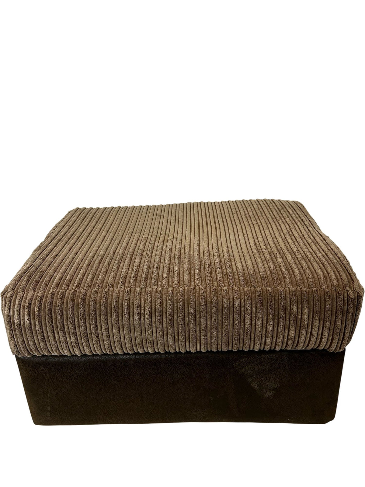 Large Brown Corduroy Storage Ottoman Footstool with Lift-Up Lid (Pre-Loved)