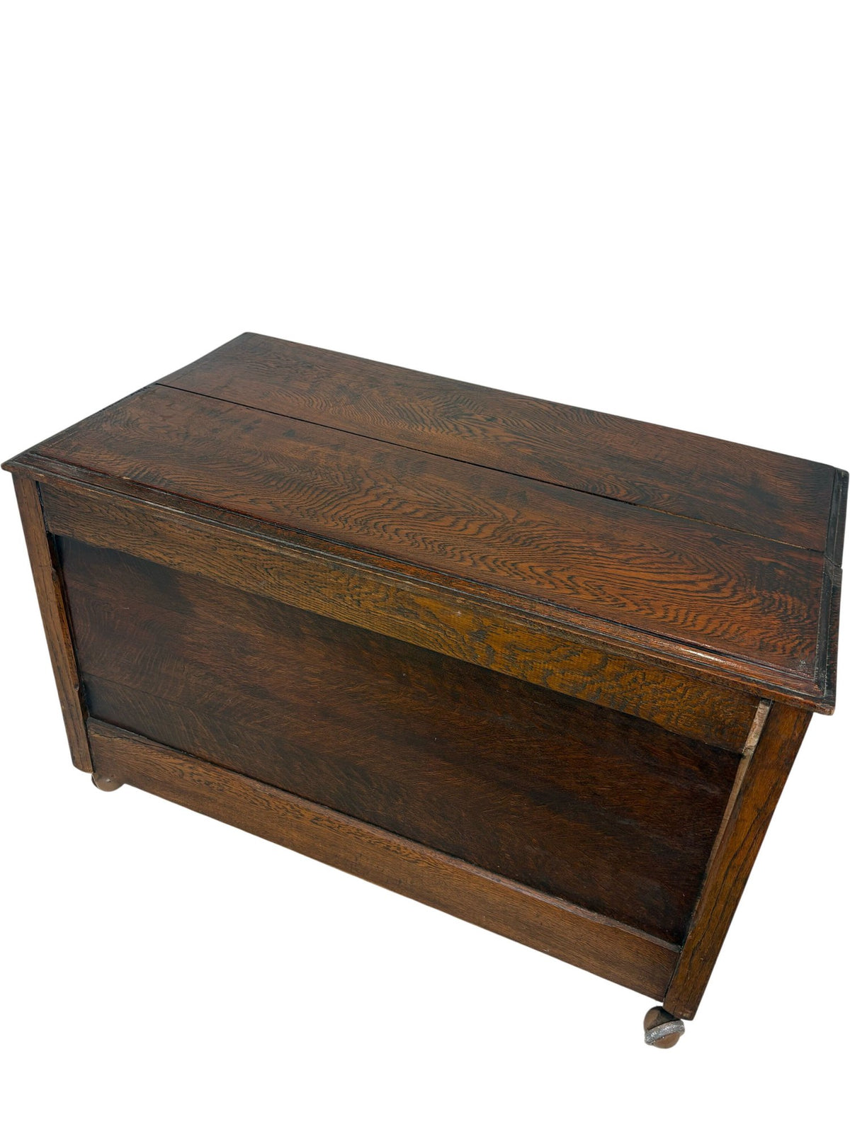 Antique Wooden Storage Chest on Casters with Hinged Lid (Pre-Loved)