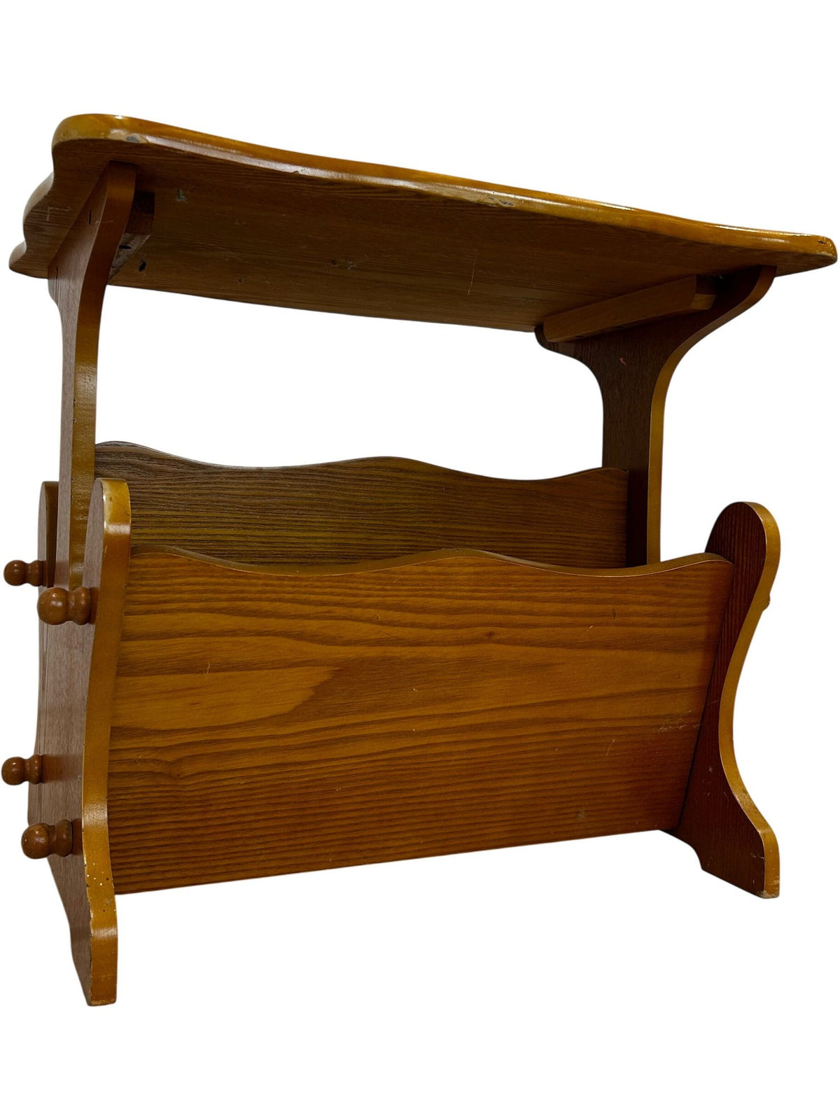 Vintage Style Wooden Magazine Rack Side Table Storage Stand (Pre-Loved)