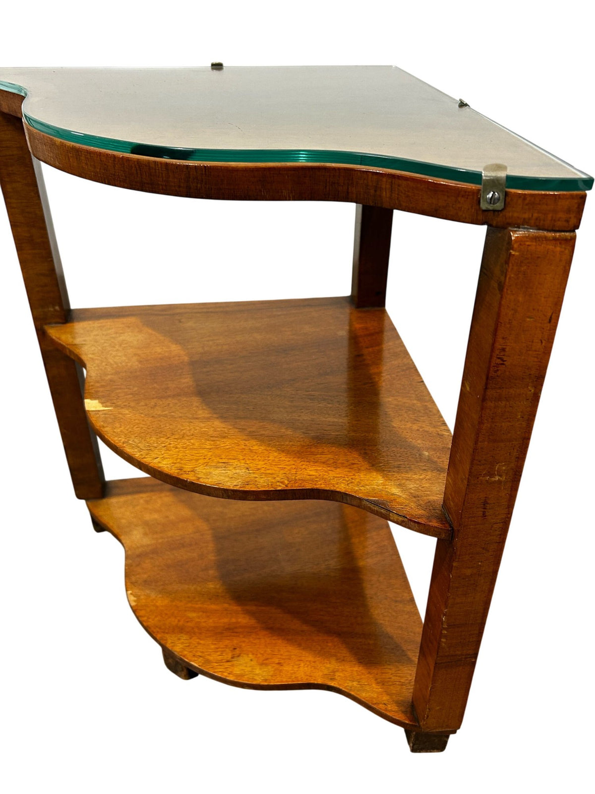 Pair of Wooden 3-Tier Corner Tables with Glass Tops (Pre-Loved)