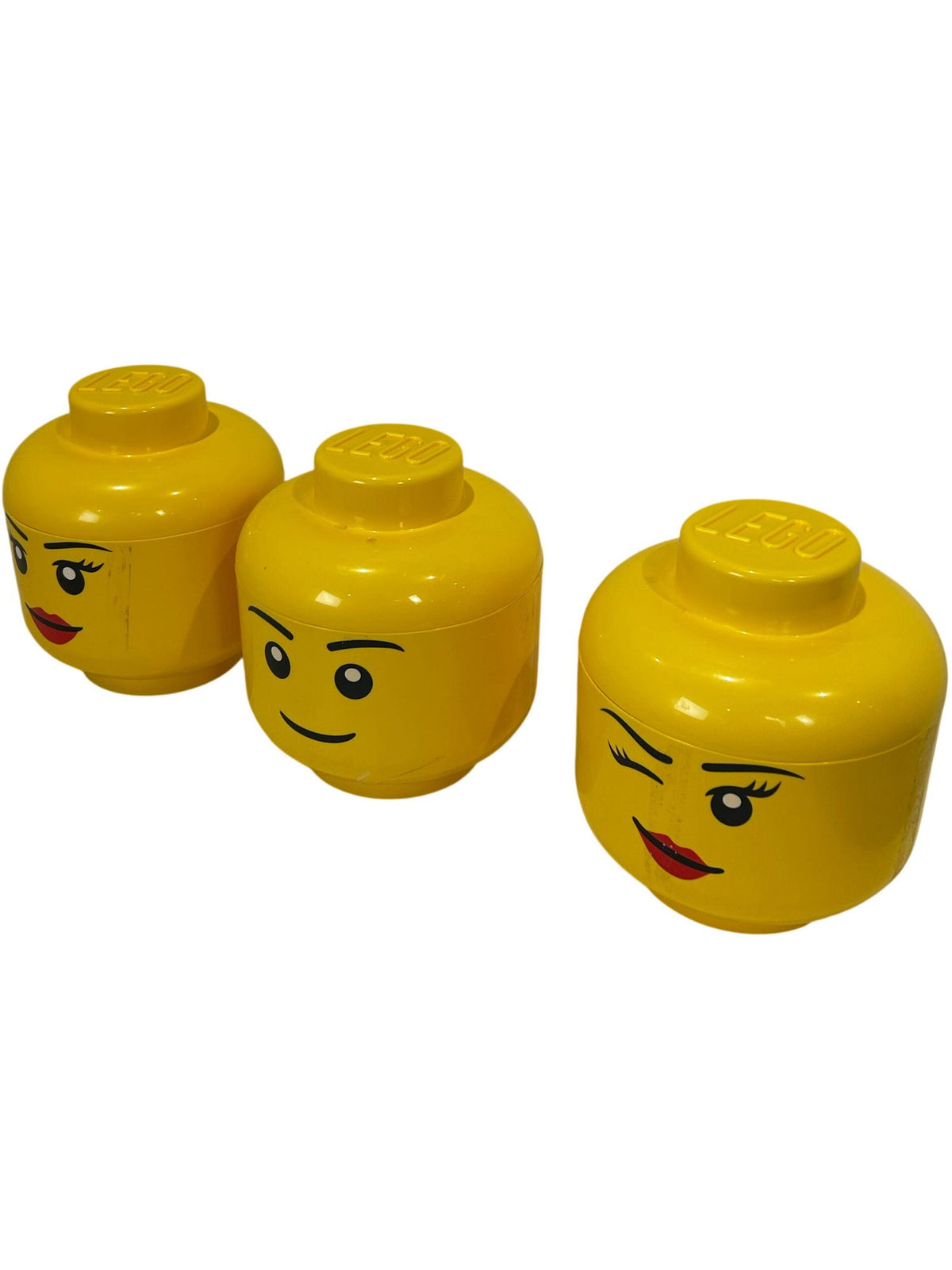 LEGO Large Storage Head Containers Set of 3 Yellow Faces Stackable (Pre-Loved)