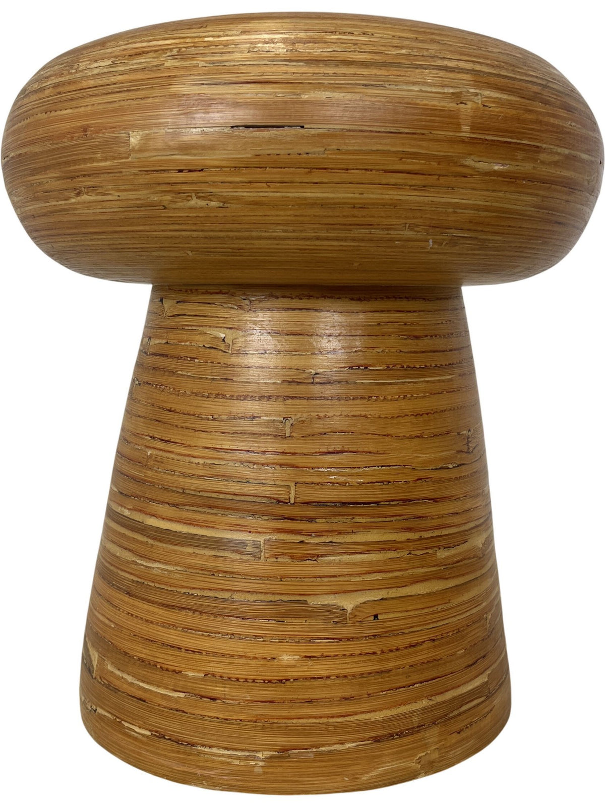 Vintage Style Unique Bamboo Stool Table Round Design Natural Finish (Pre-Loved)