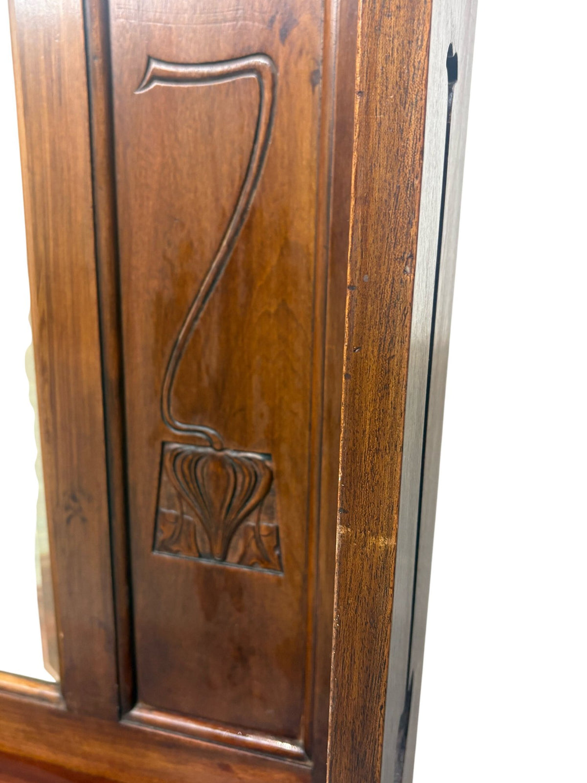 Vintage Wooden Framed Mirror with Carved Design (Pre-Loved)