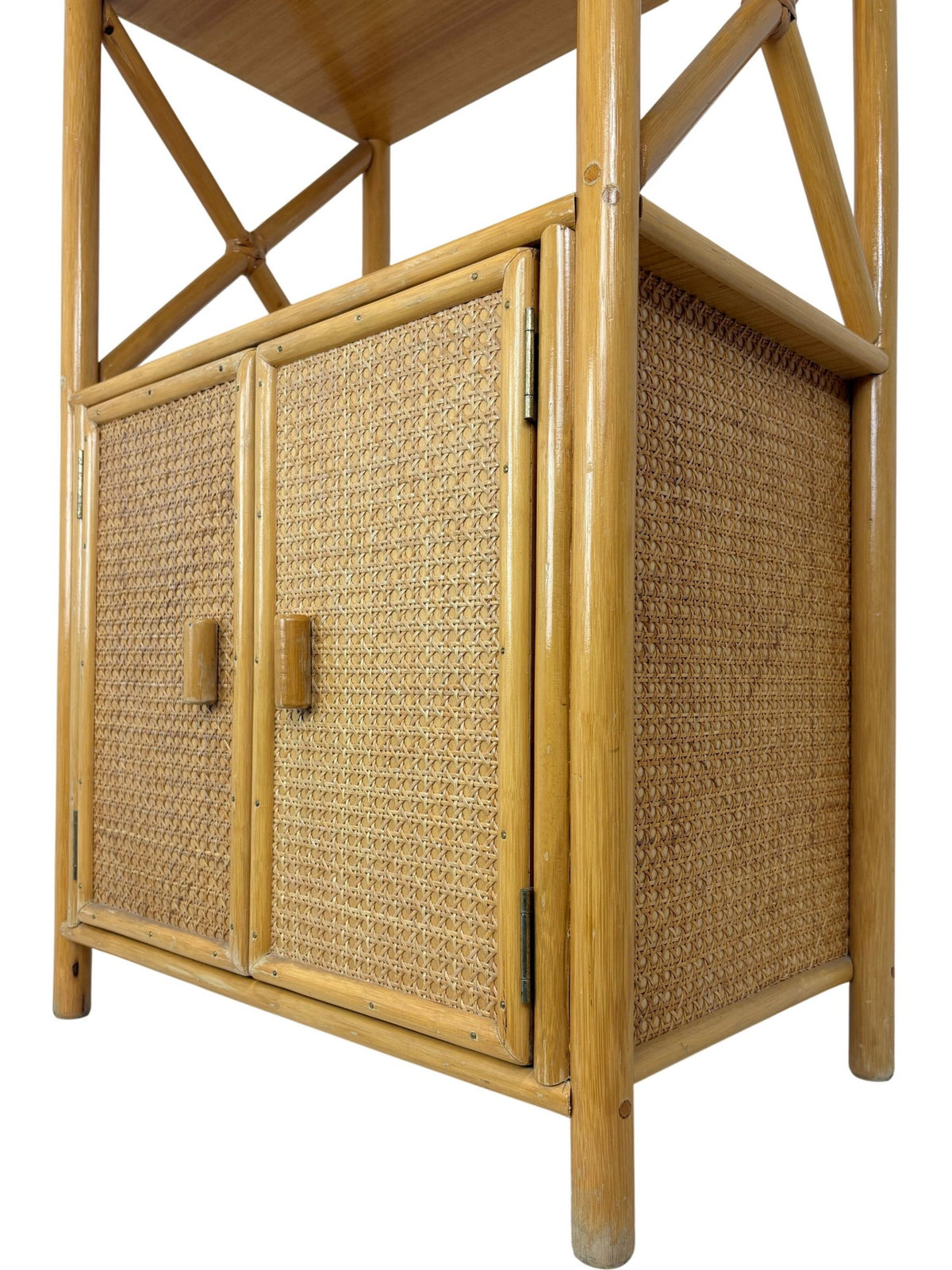 Angraves Bamboo Rattan Storage Cabinet with Open Shelf Unit (Pre-Loved)