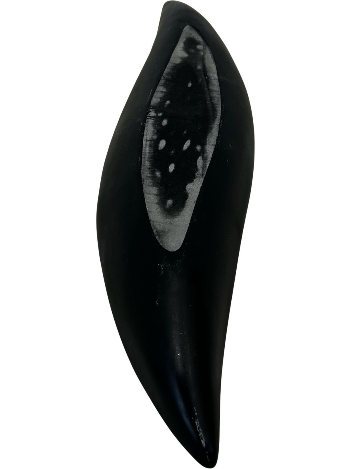 Long Wooden Decorative Bowl Tray Spiral Carved Leaf Shape Black (Pre-Loved)