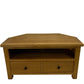 Oak Effect Corner TV Stand Media Unit Drawer Open Shelf Storage (Pre-Loved)