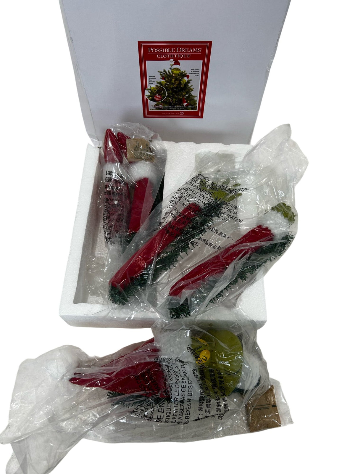 Dept 56 Possible Dreams Grinch Clothique Christmas Tree Topper Set (Pre-Loved)