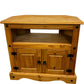 Rustic Pine Corner TV Stand with 2 Door Cupboard & Open Shelf (Pre-Loved)