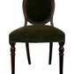 Vintage Classic Dark Wood Green Velvet Wooden Upholstered Chair (Pre-Loved)